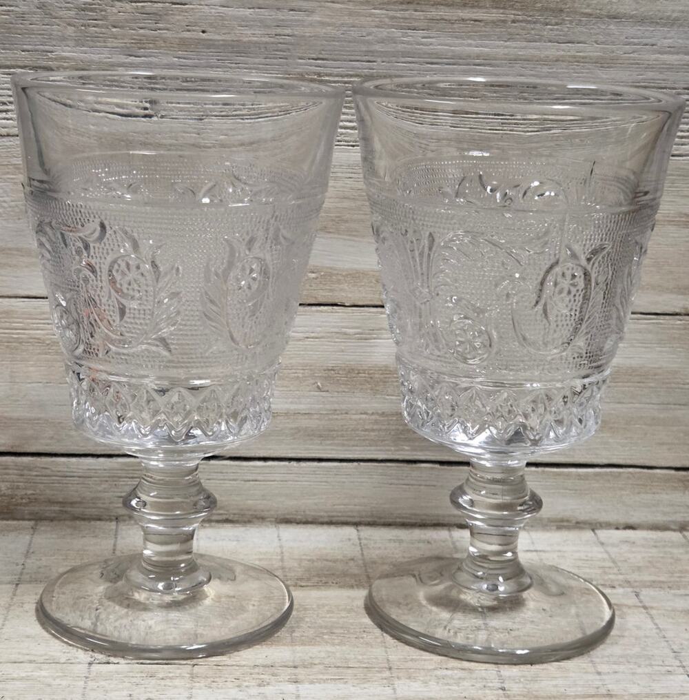 Duncan & Miller Sandwich Pattern Clear Stem 41Water Goblet, 5 3/4" Tall